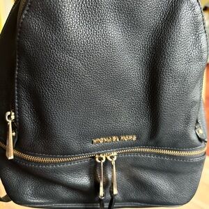 Michael Kors Black Pebble Leather Backpack/Purse